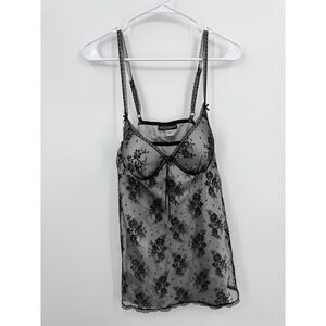 NWT Cinema Etoile Seductive wear Babydoll Set Women‎ XL  gray Black Floral Lace